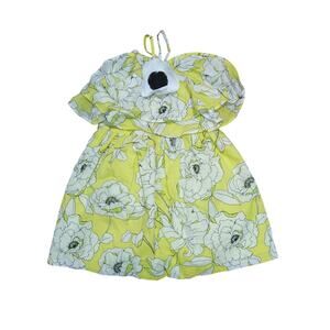 Janie and Jack Summer Sun Dress with Matching Headband Yellow Oversized Floral